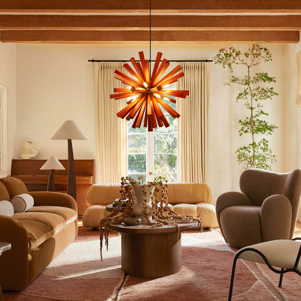 Nordic Creative Solid Wood Flower Shaped Dandelion Pendant Lamp
