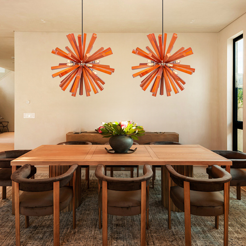 Nordic Creative Solid Wood Flower Shaped Dandelion Pendant Lamp