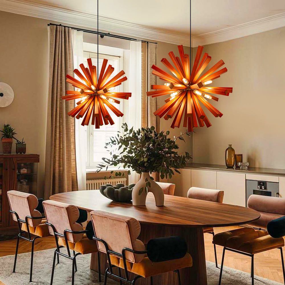 Nordic Creative Solid Wood Flower Shaped Dandelion Pendant