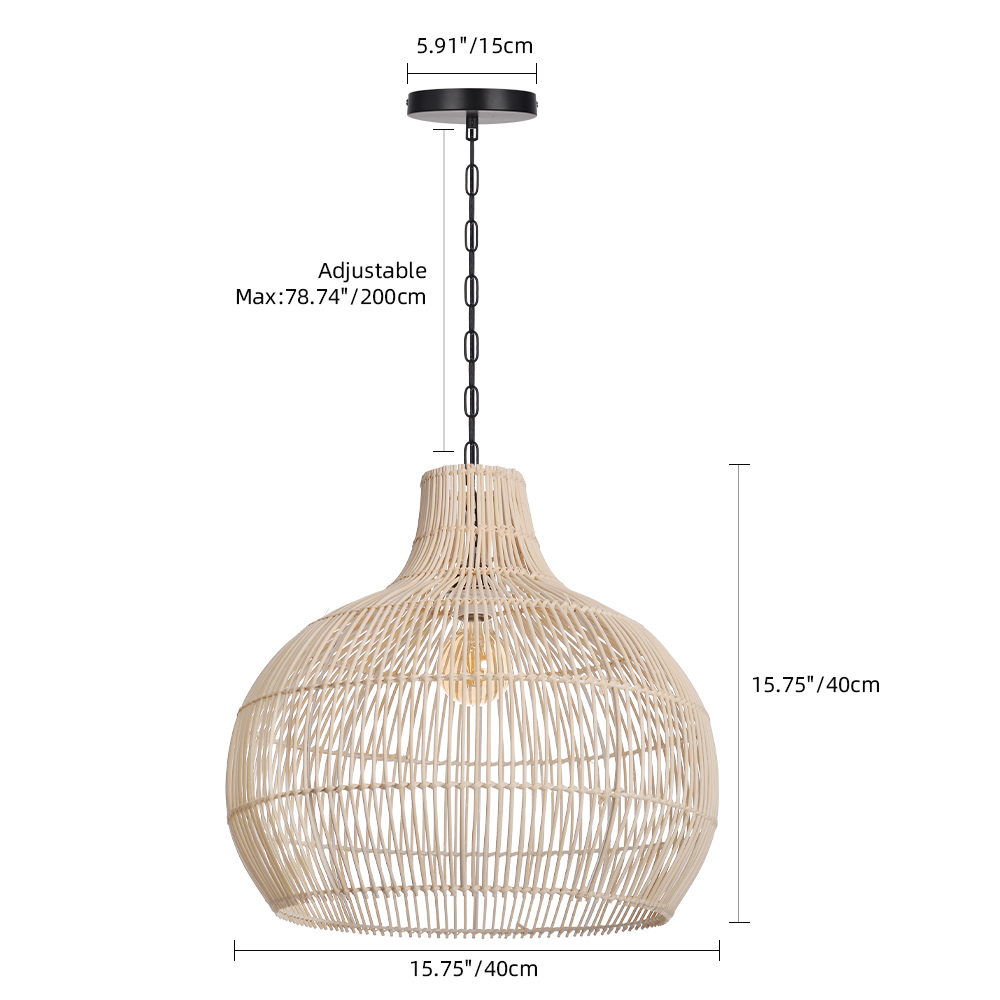 Boho Home Decor Kitchen Island Rattan Bamboo Pendant Light Basket Weave Linear Chandelier