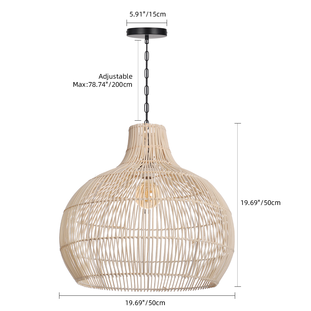 Boho Home Decor Kitchen Island Rattan Bamboo Pendant Light Basket Weave Linear Chandelier