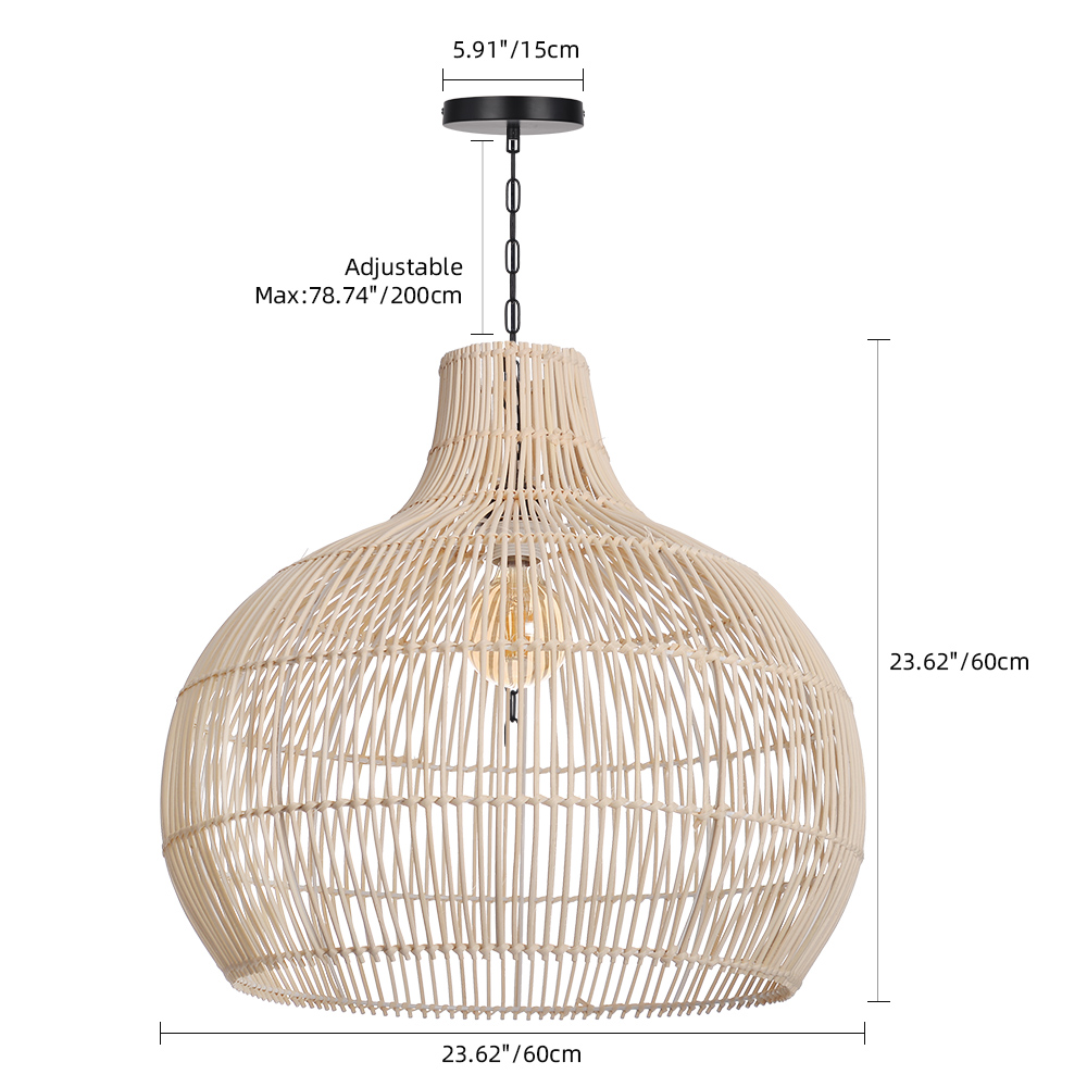 Boho Home Decor Kitchen Island Rattan Bamboo Pendant Light Basket Weave Linear Chandelier