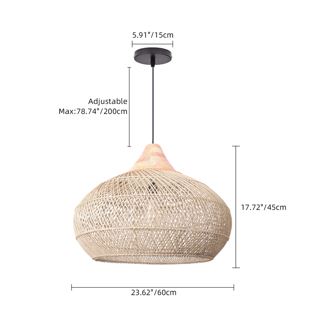 Wabi-sabi Rattan Chandeliers Rustic Handwoven Light Fixture for Restaurant