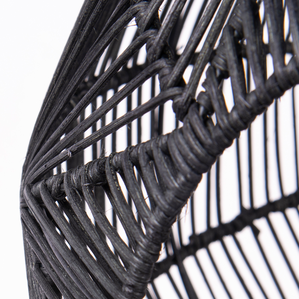 Black Bamboo Rattan Pendant Light Japanese Wabi-Sabi Handwoven Shade