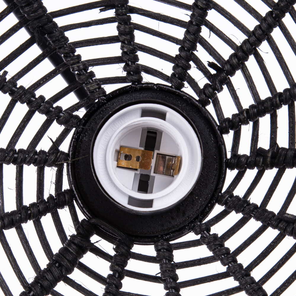 Black Bamboo Rattan Pendant Light Japanese Wabi-Sabi Handwoven Shade