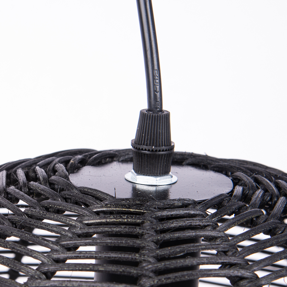 Black Bamboo Rattan Pendant Light Japanese Wabi-Sabi Handwoven Shade