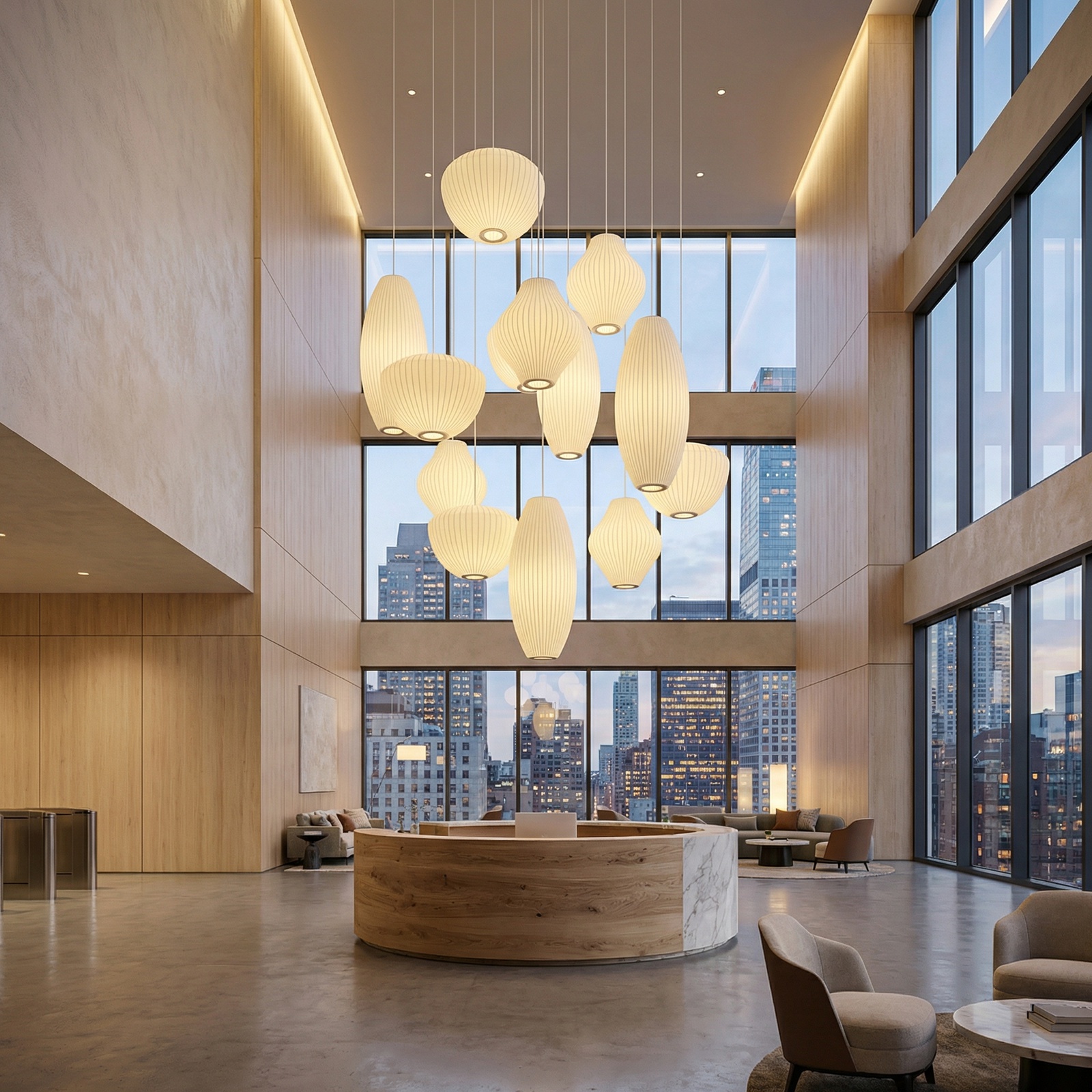 Fabric Chandelier Nordic Modern Pendant Light Living Room Staircase