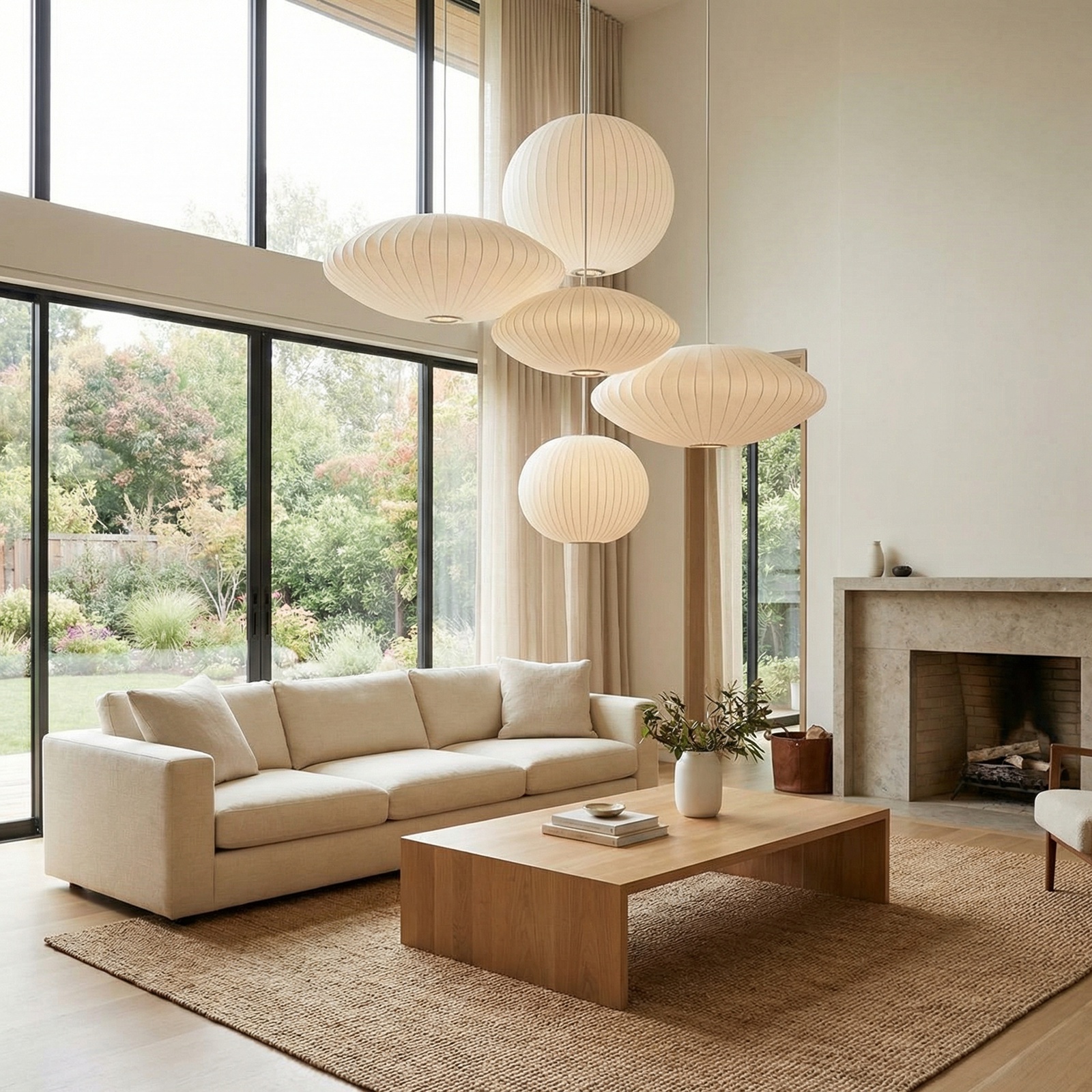 Fabric Chandelier Nordic Modern Pendant Light Living Room Staircase