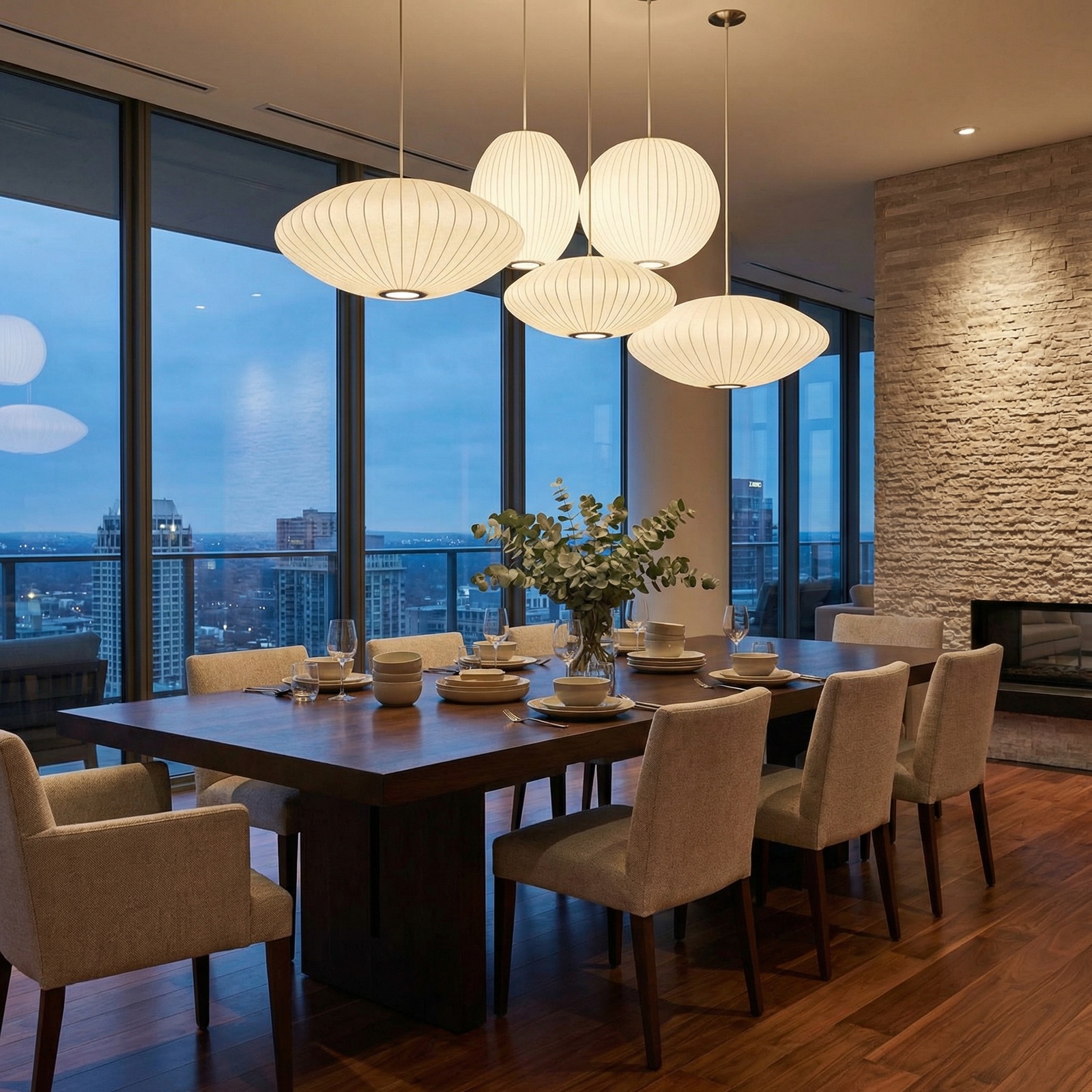 Fabric Chandelier Nordic Modern Pendant Light Living Room Staircase