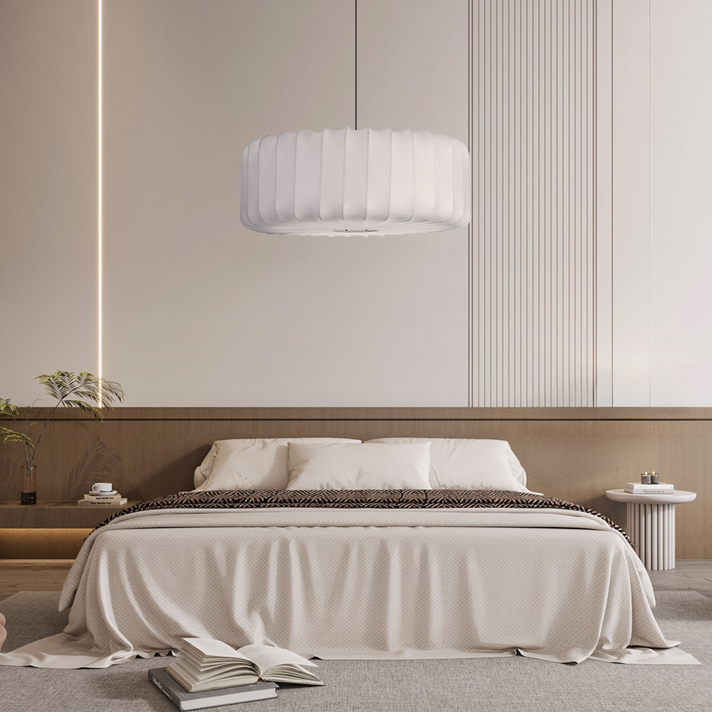 Wabi-Sabi Style Japanese Simple Imitation Silk Pendant Lights Living Room Combination Lamps