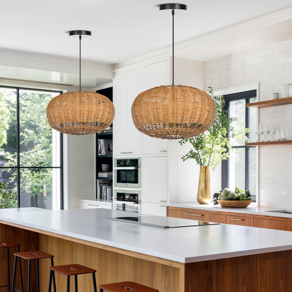 Vintage Japanese Wabi-Sabi Style Rattan Pendant Light