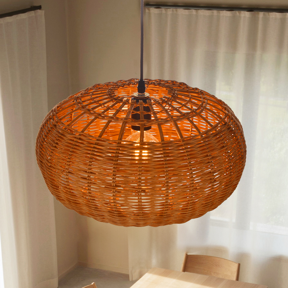Vintage Japanese Wabi-Sabi Style Rattan Pendant Light