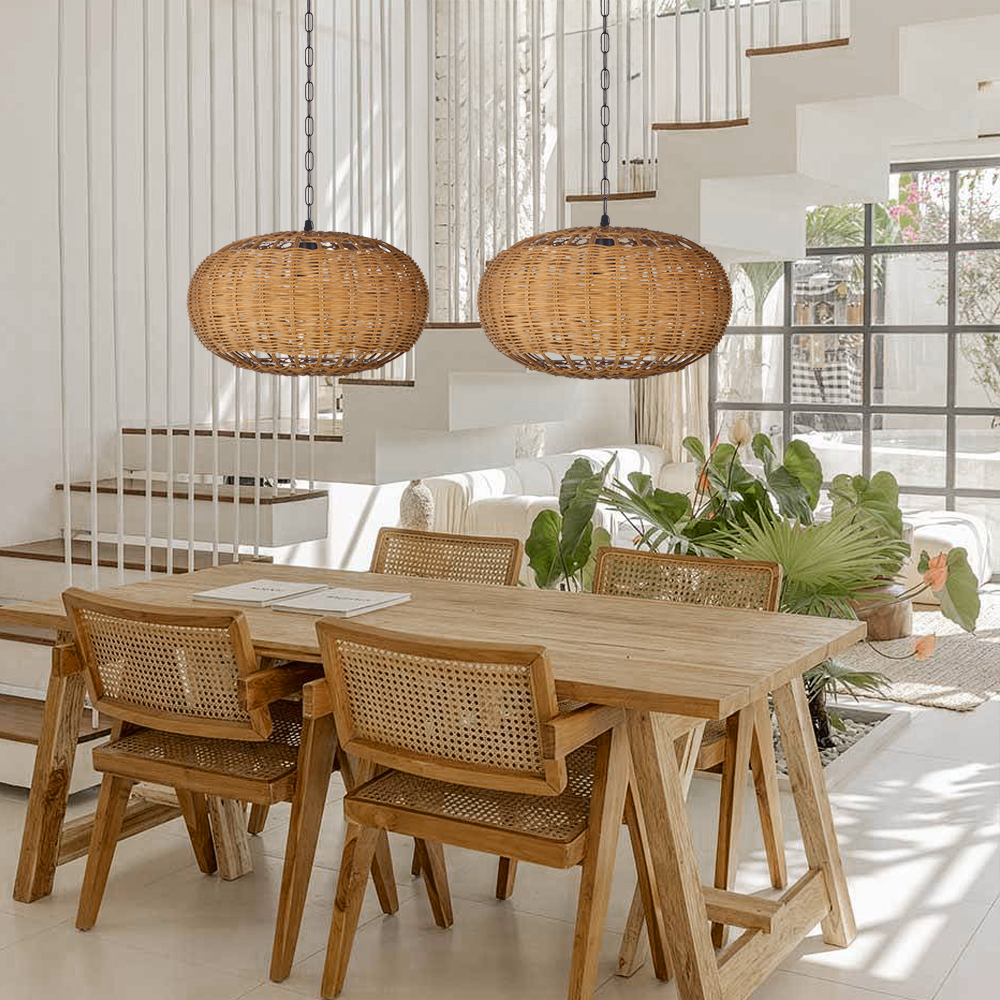 Vintage Japanese Wabi-Sabi Style Rattan Pendant Light