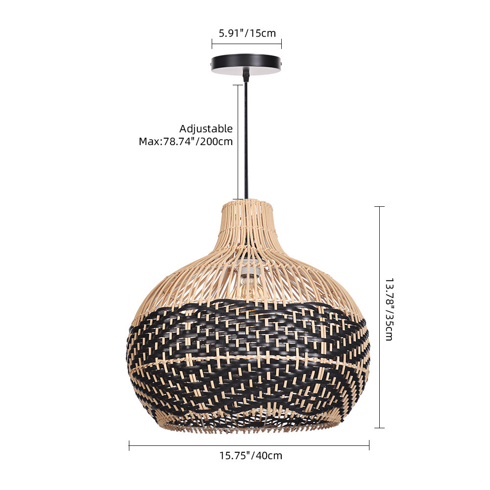 Over Kitchen Sink Lighting Handmade Black Rattan Pendant Lamp Shade