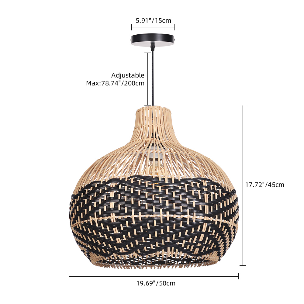 Over Kitchen Sink Lighting Handmade Black Rattan Pendant Lamp Shade