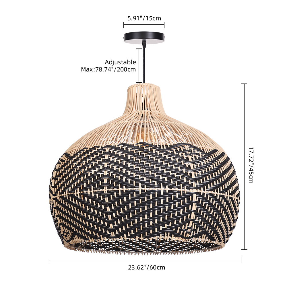 Black Rattan Pendant Lamp Shade Handmade Over Kitchen Sink Lighting