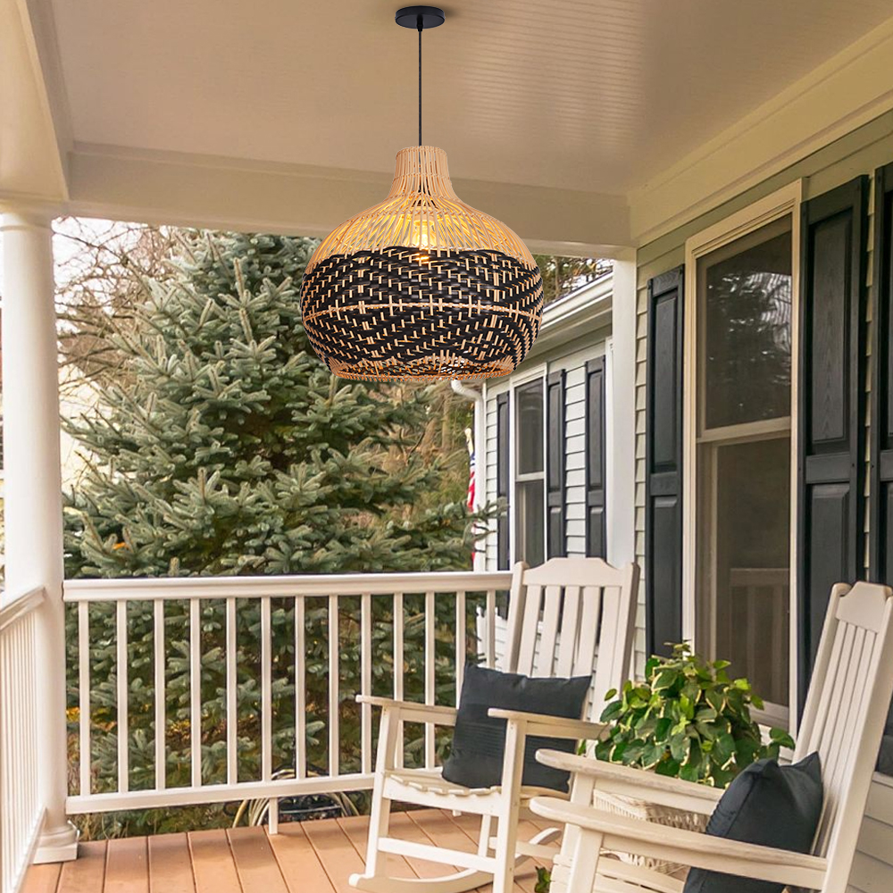 Over Kitchen Sink Lighting Handmade Black Rattan Pendant Lamp Shade