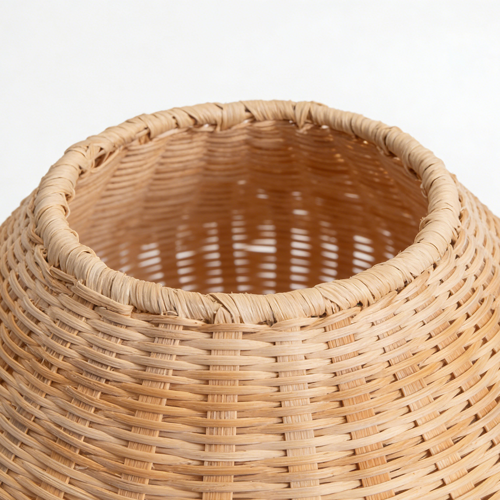 Handwoven Rattan Diamond Table Lamp with Metal Legs Boho Ambient Lighting