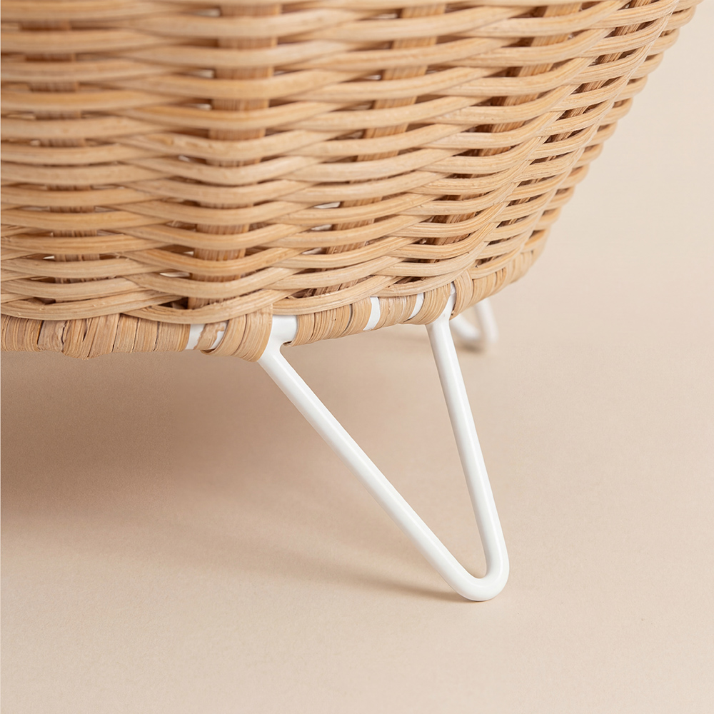 Handwoven Rattan Diamond Table Lamp with Metal Legs Boho Ambient Lighting