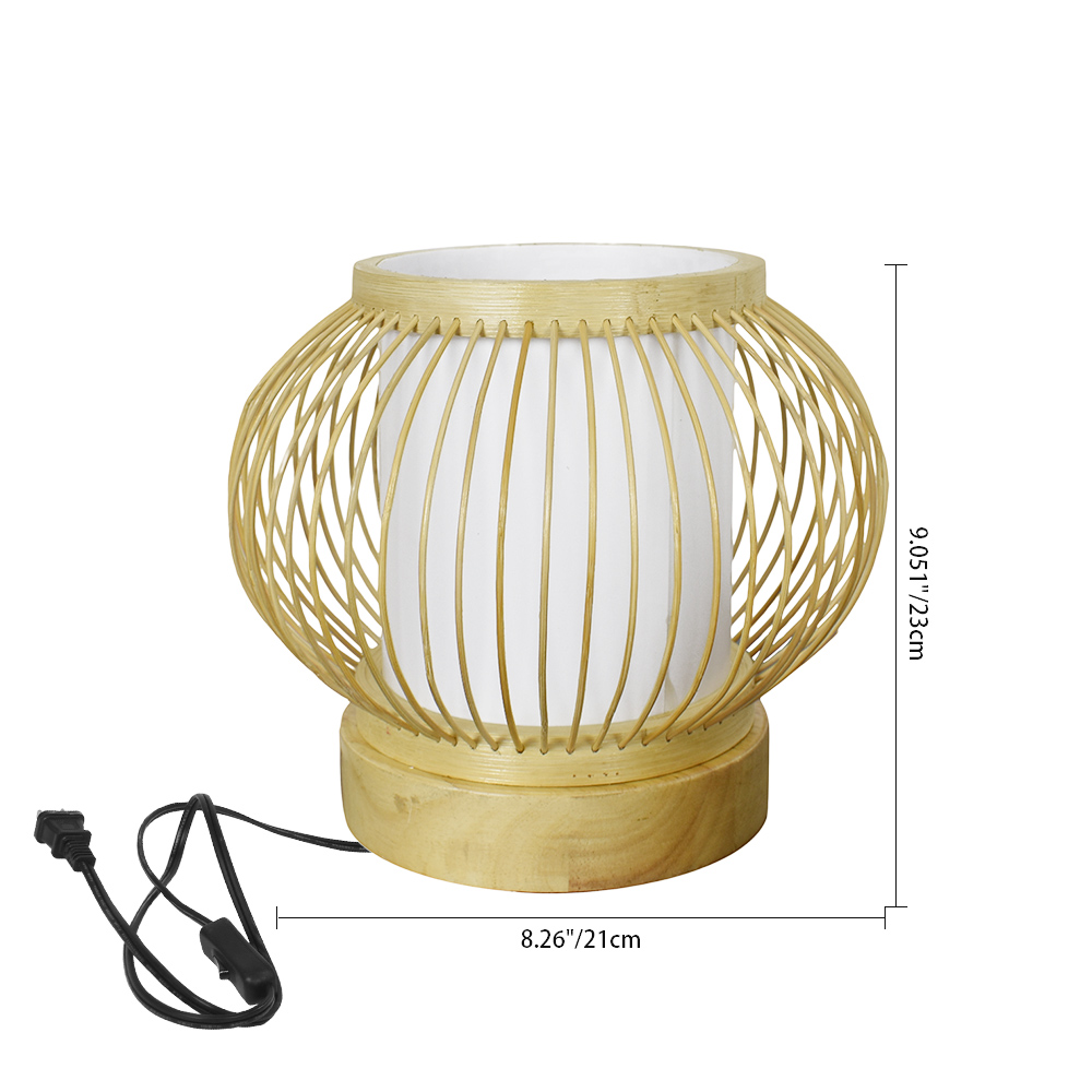 Slatted Bamboo Lantern Table Lamp for Warm Diffused Glow