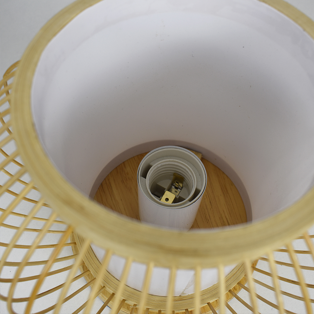 Slatted Bamboo Lantern Table Lamp for Warm Diffused Glow