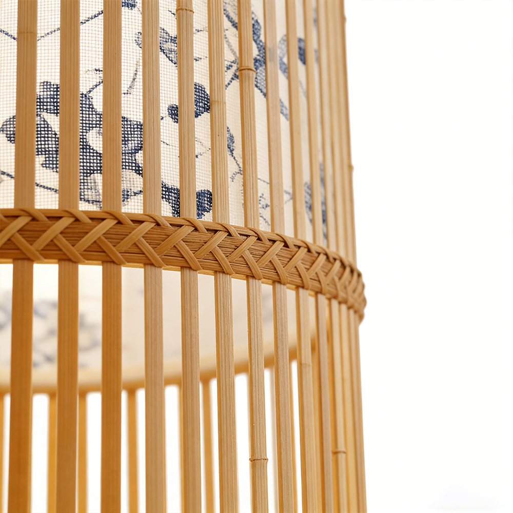 Slatted Bamboo Lantern Table Lamp for Warm Diffused Glow