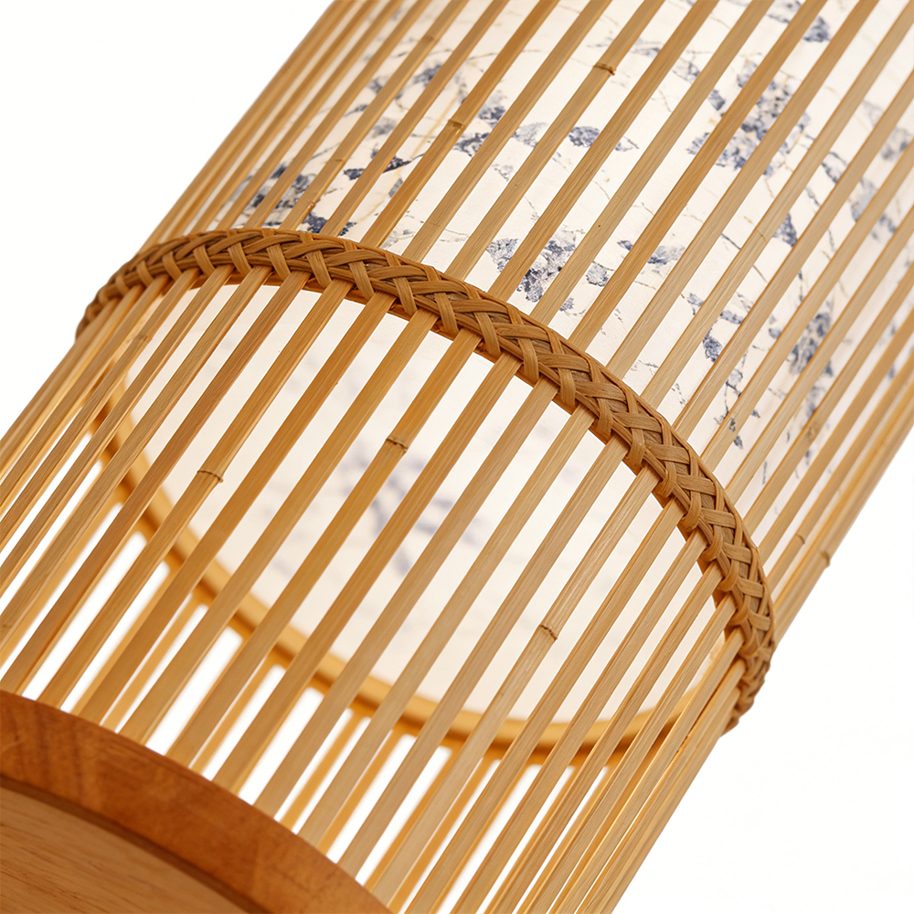 Slatted Bamboo Lantern Table Lamp for Warm Diffused Glow