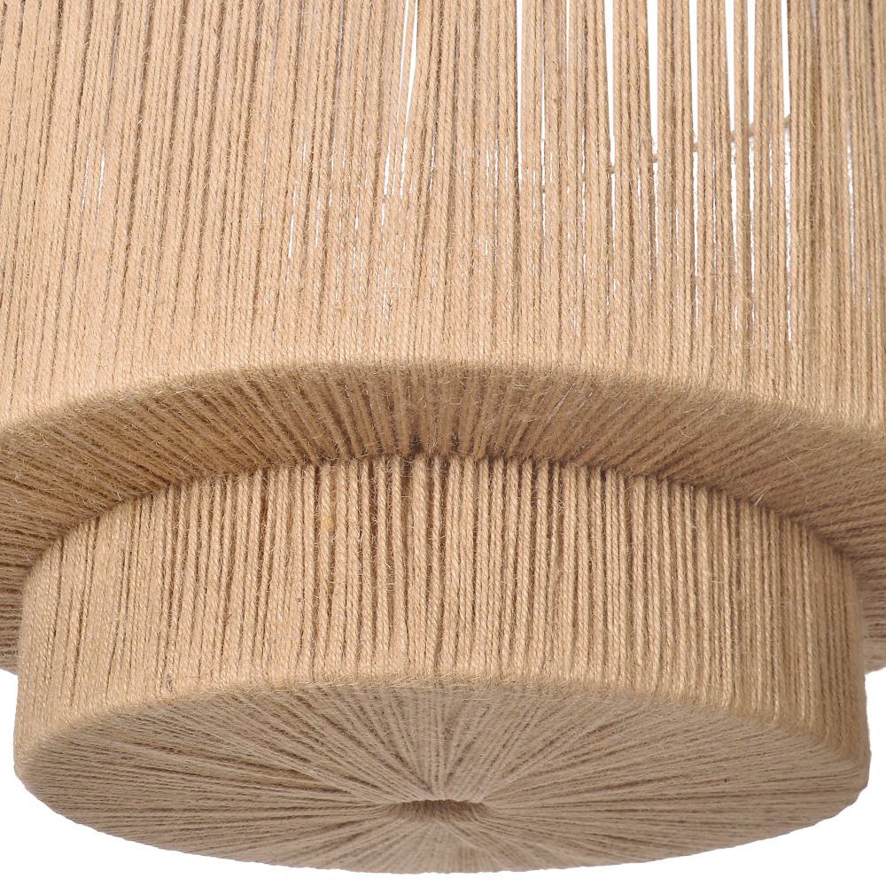 Organic Jute Weave Layered Cylinder Pendant Light