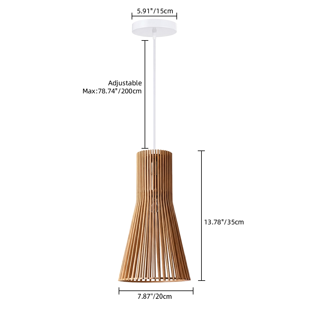 Fluted Wood Flare Pendant Lamp Sculptural Ambient Lighting
