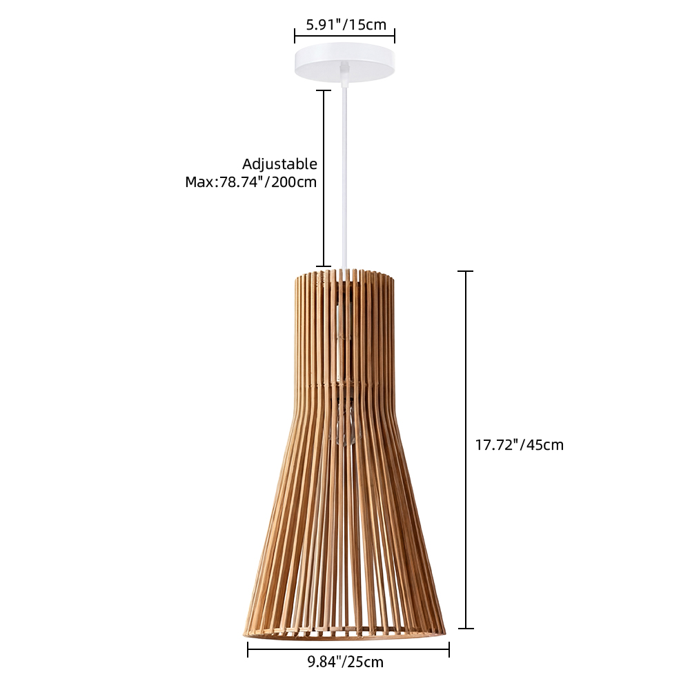 Fluted Wood Flare Pendant Lamp Sculptural Ambient Lighting