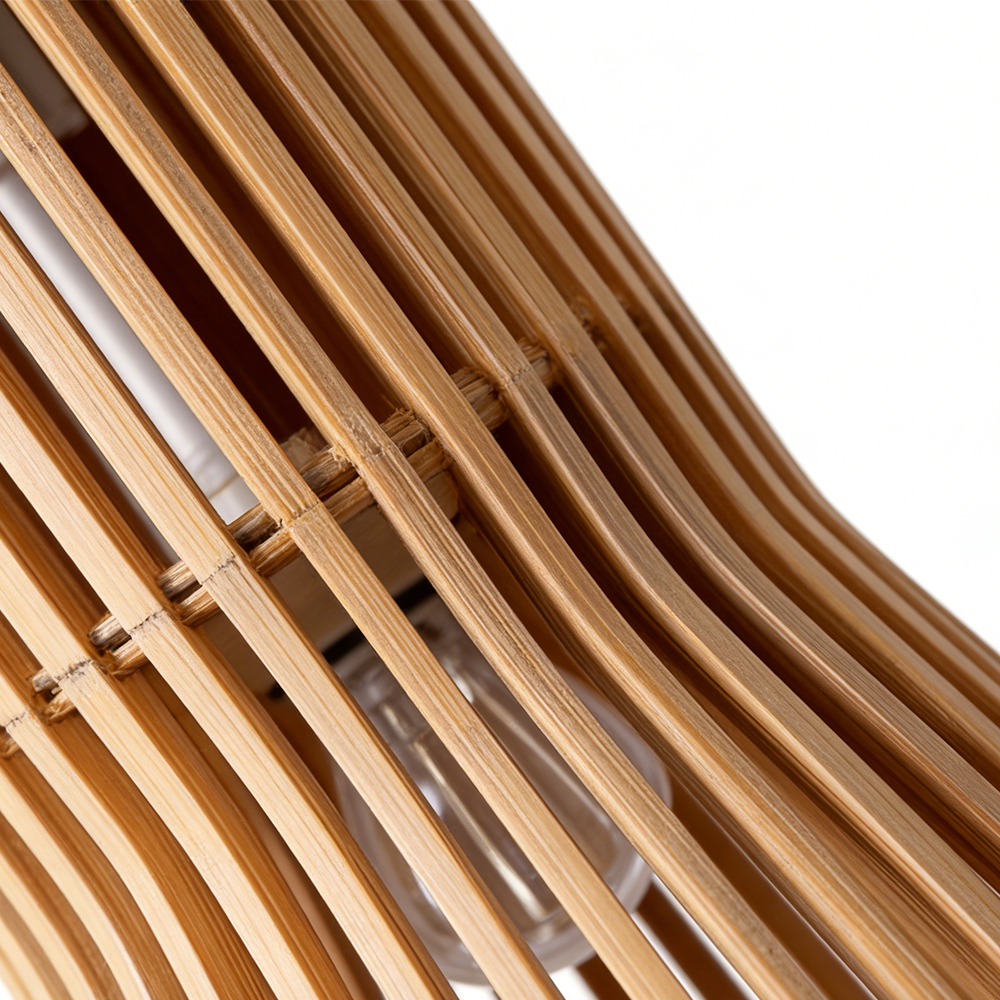 Fluted Wood Flare Pendant Lamp Sculptural Ambient Lighting