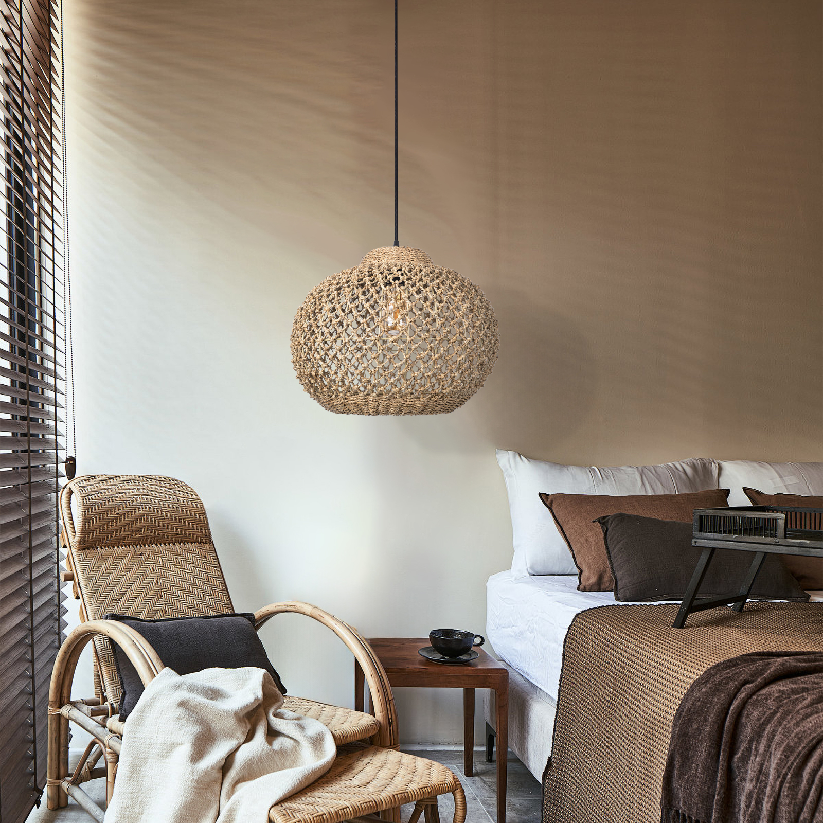 Southeast Asian Handmade Rattan Pendant Light Natural Home Lighting Artwork