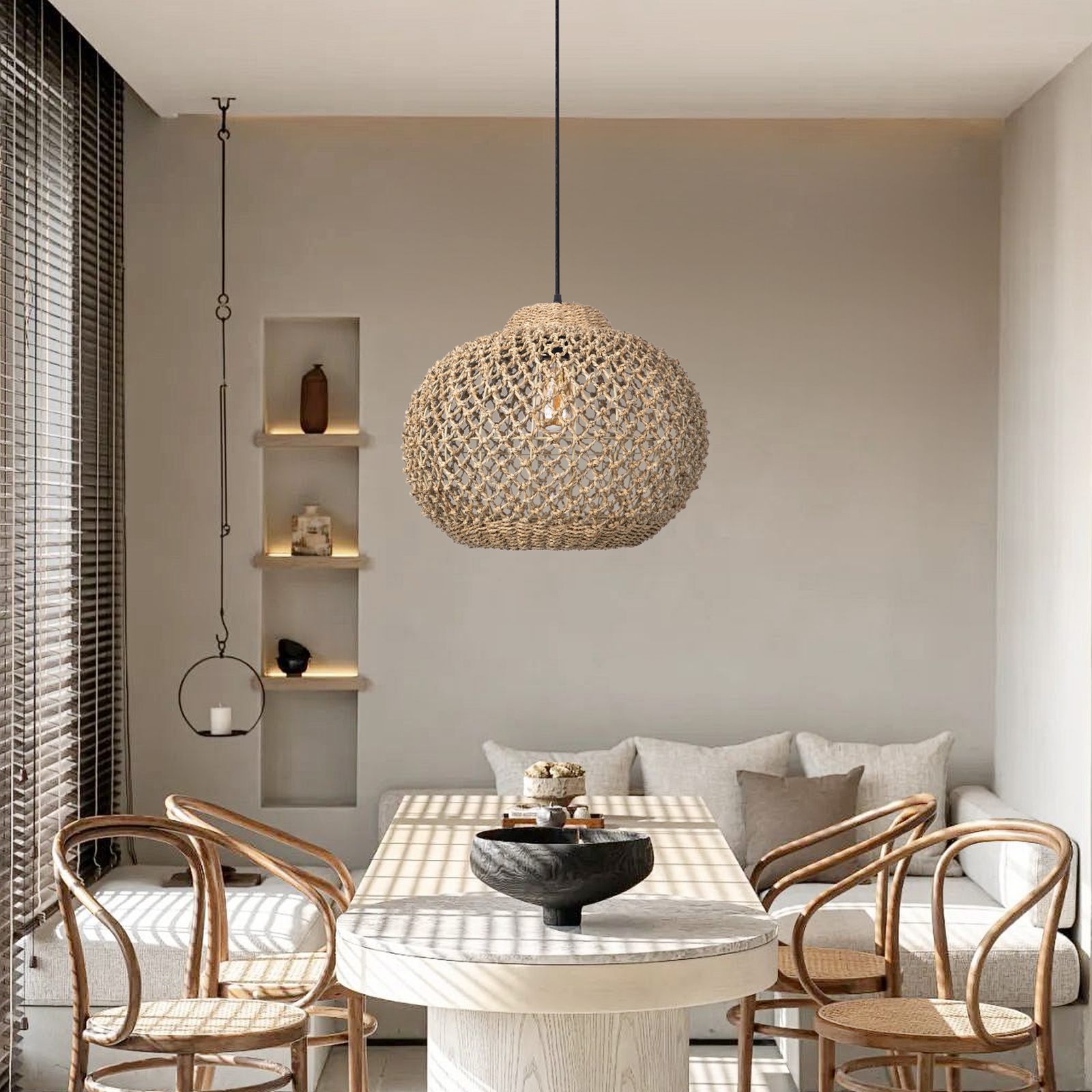 Southeast Asian Handmade Rattan Pendant Light Natural Home Lighting Artwork