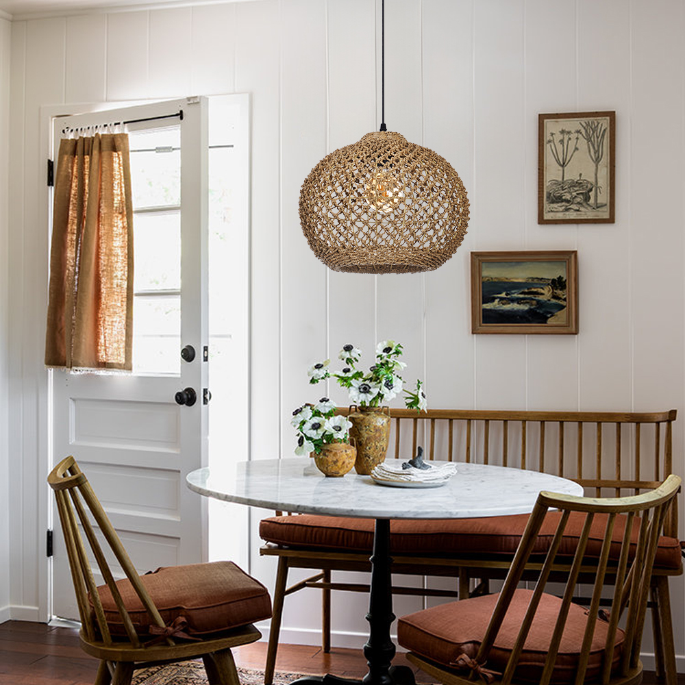 Southeast Asian Handmade Rattan Pendant Light Natural Home Lighting Artwork