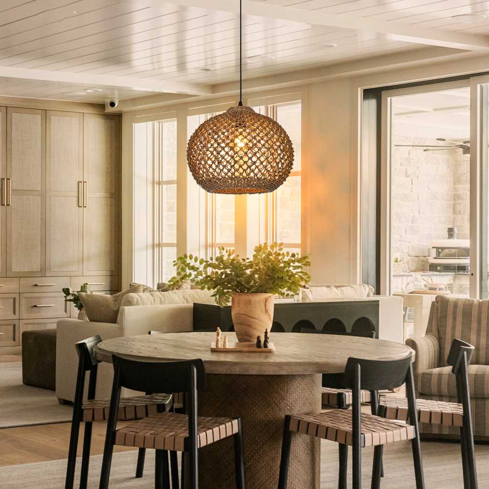 Southeast Asian Handmade Rattan Pendant Light Natural Home Lighting Artwork