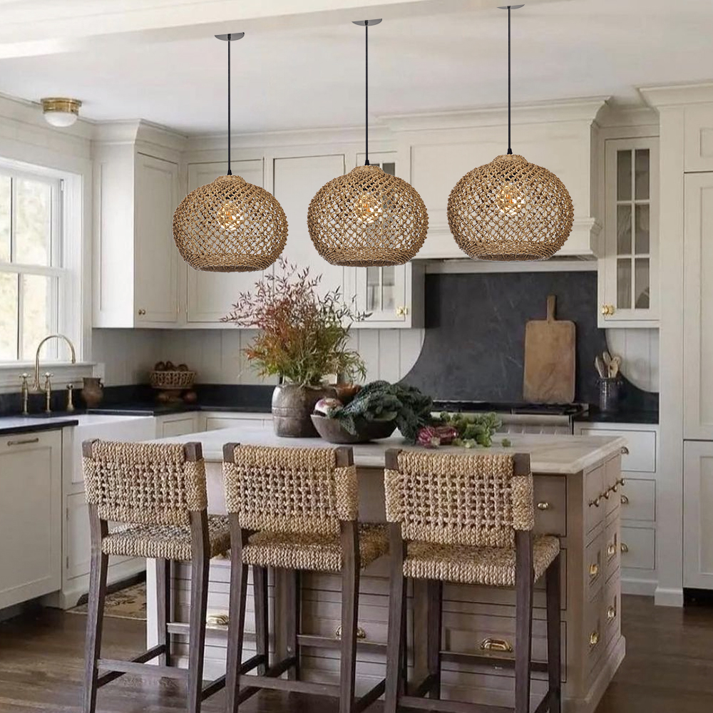 Southeast Asian Handmade Rattan Pendant Light Natural Home Lighting Artwork