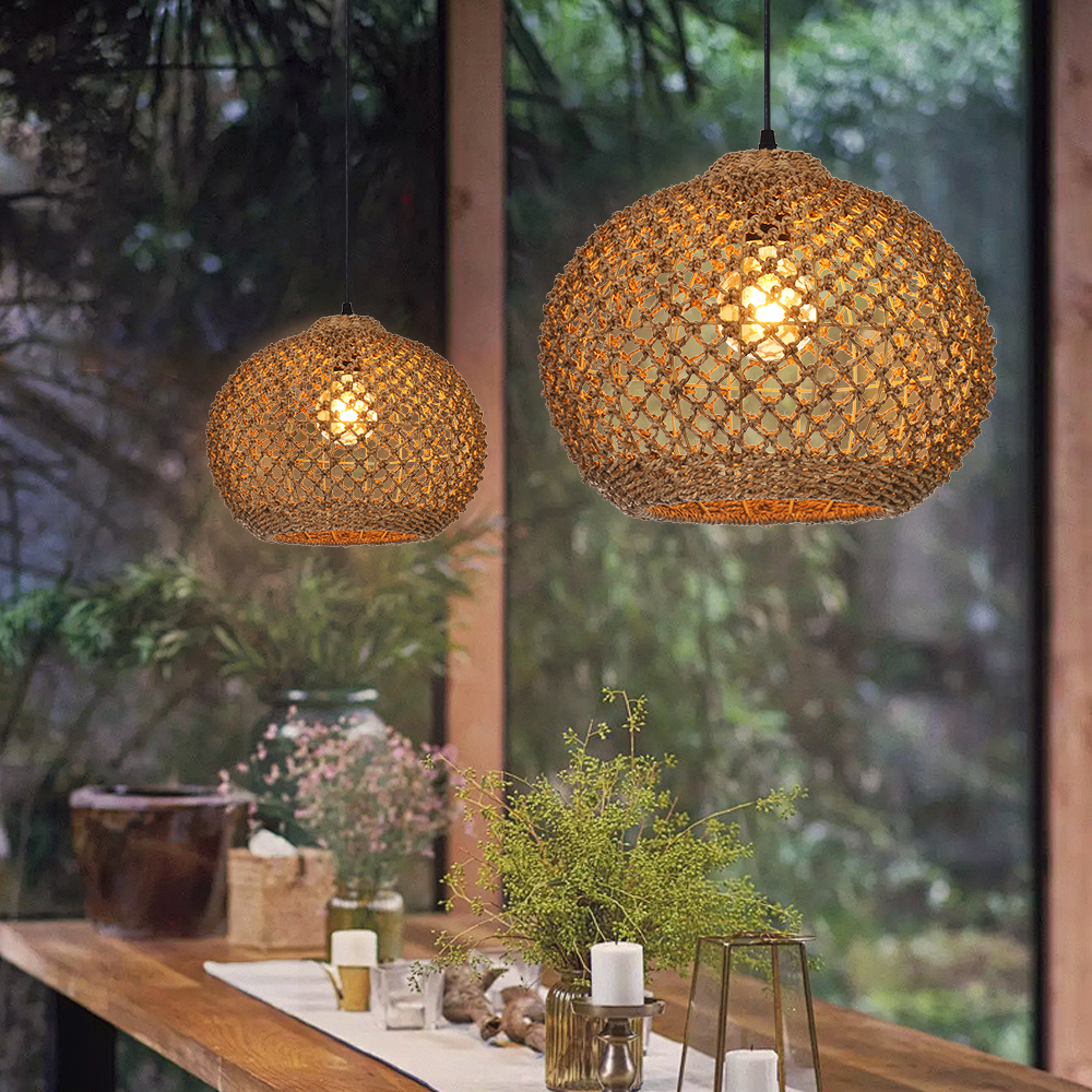 Southeast Asian Handmade Rattan Pendant Light Natural Home Lighting Artwork