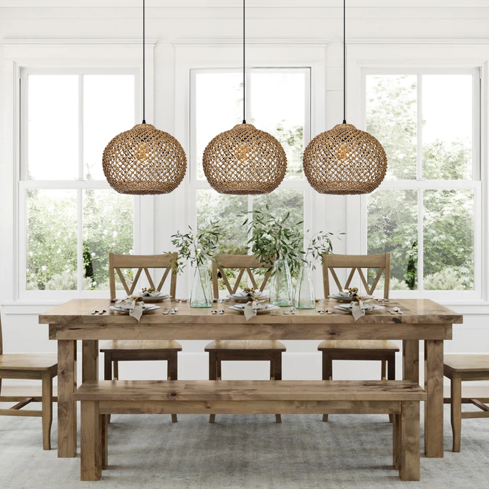 Southeast Asian Handmade Rattan Pendant Light Natural Home Lighting Artwork