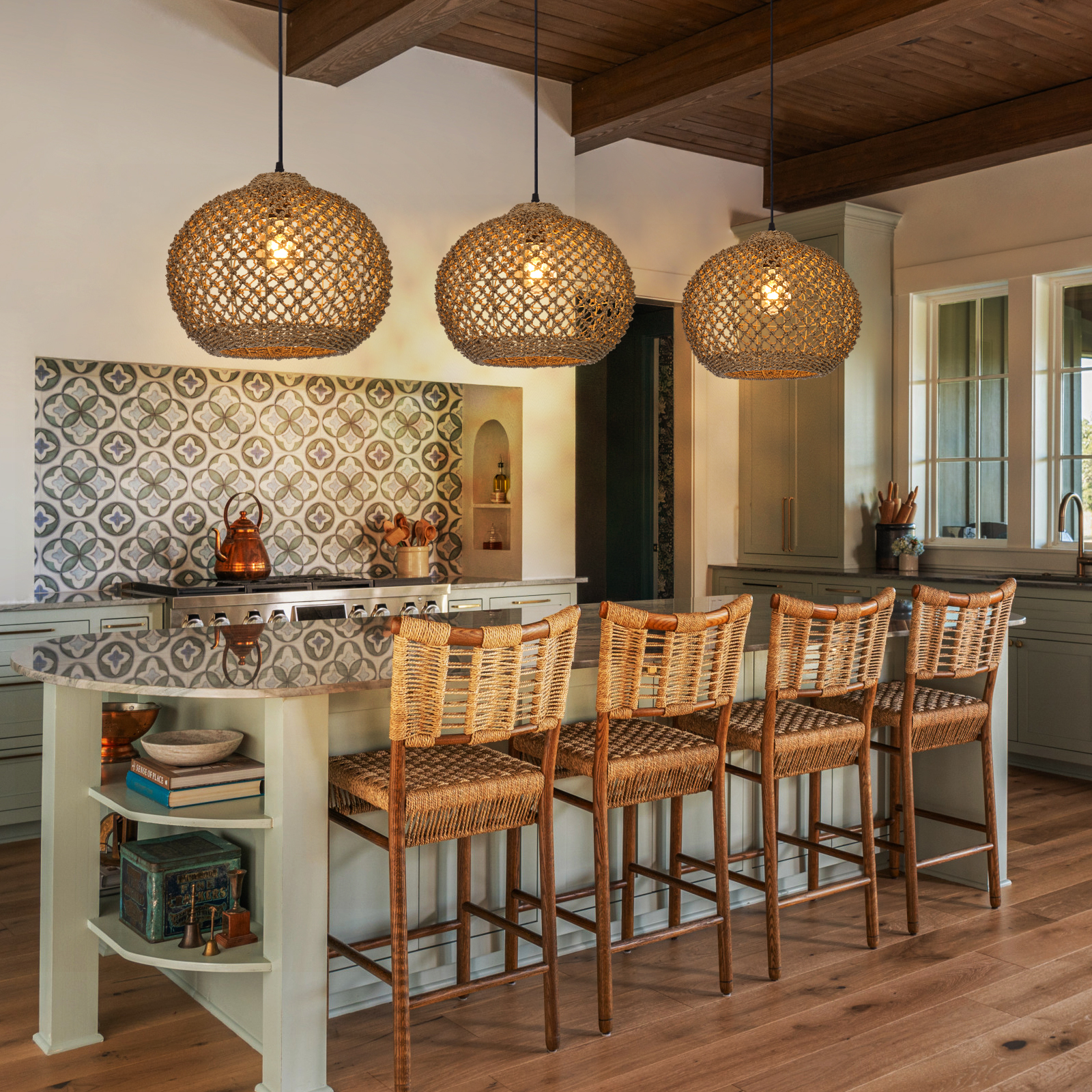 Southeast Asian Handmade Rattan Pendant Light Natural Home Lighting Artwork