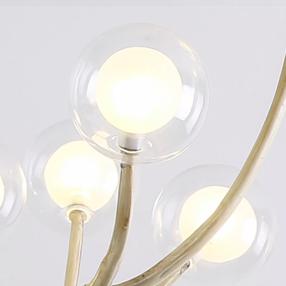 Nordic Rustic Tree Branch Hanging Chandelier with Bubble Glass lighting