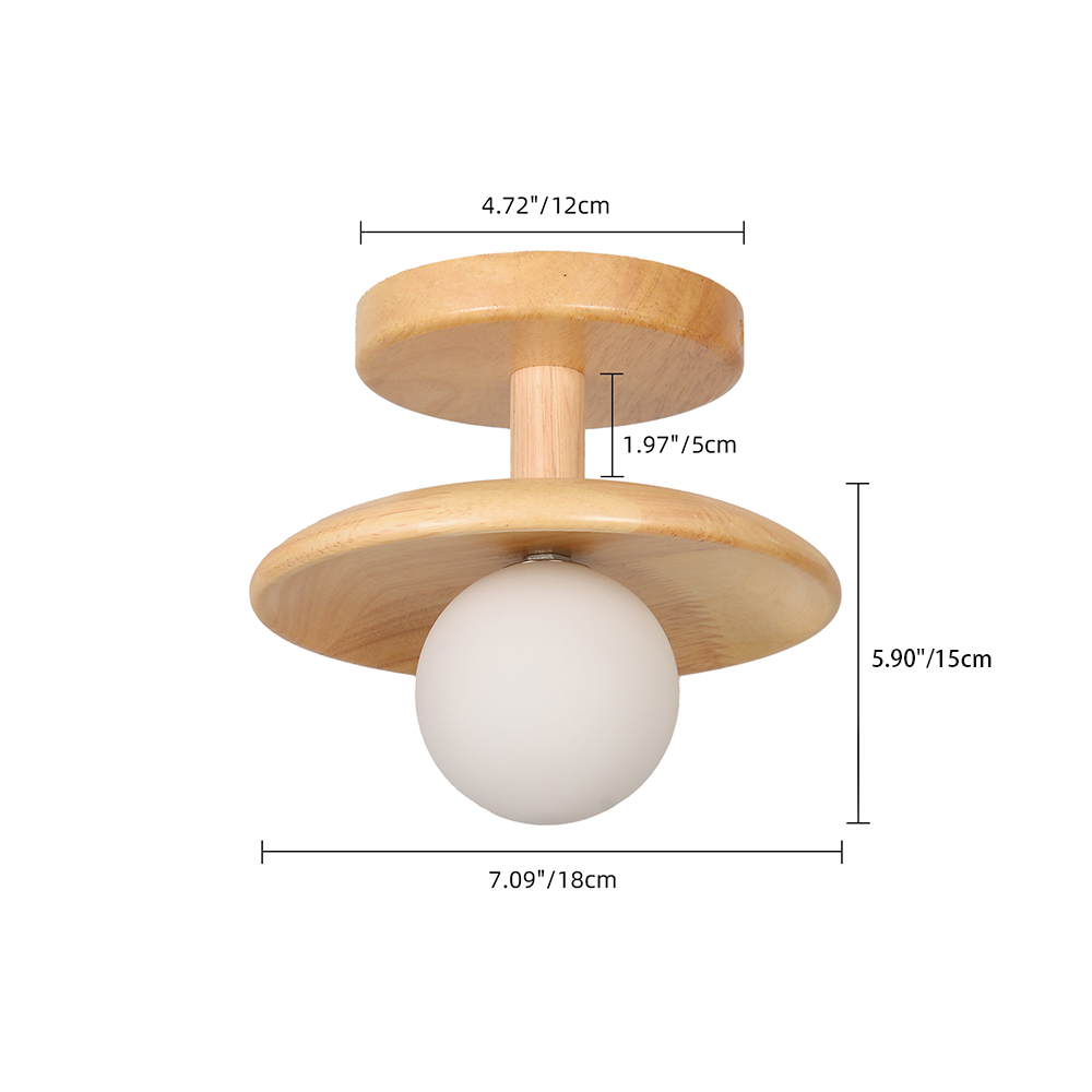Minimalist Solid Wood Flush Mount Ceiling Light