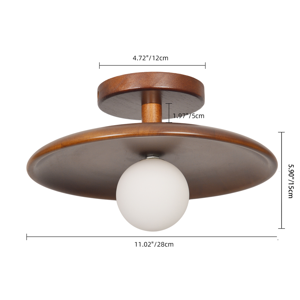 Minimalist Solid Wood Flush Mount Ceiling Light