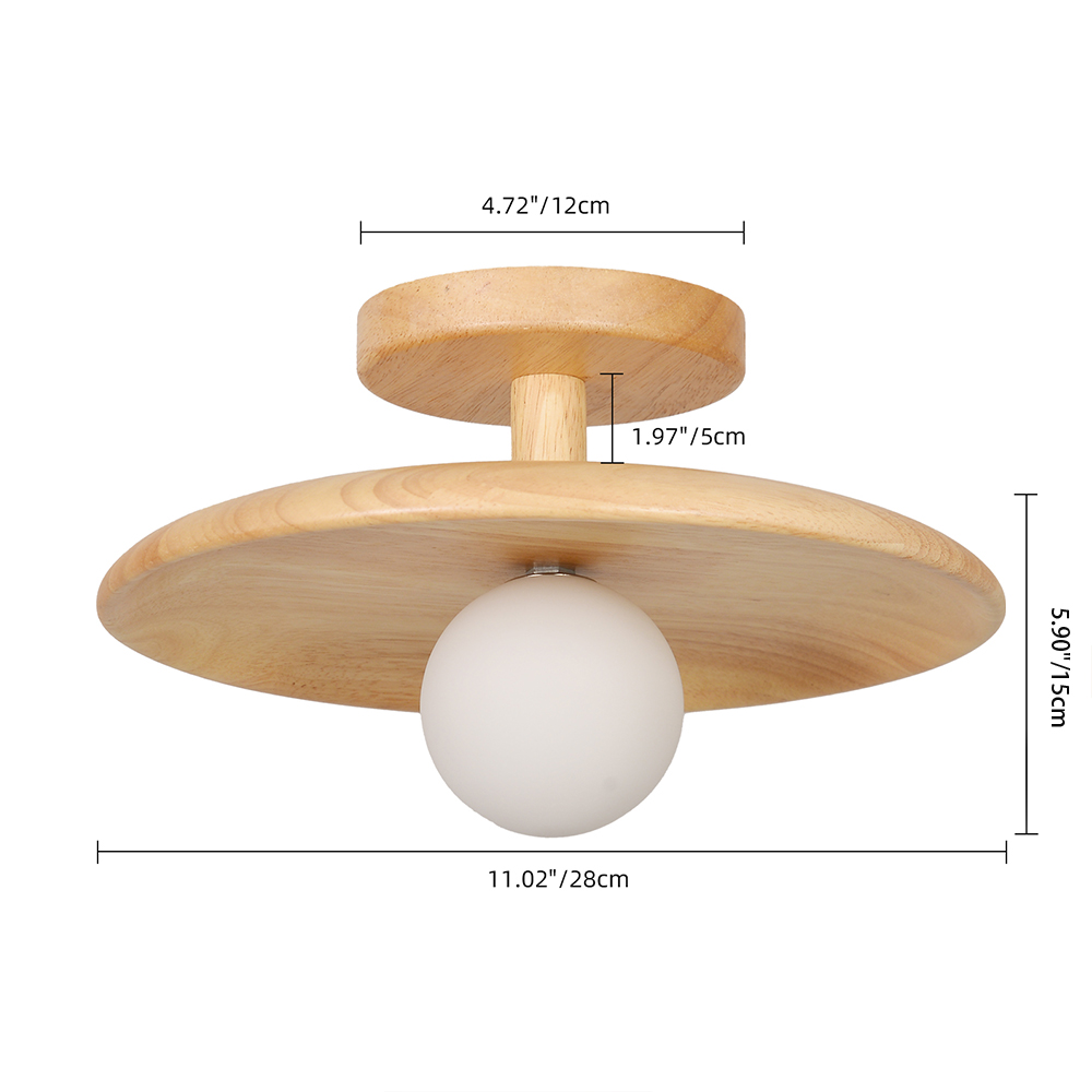 Minimalist Solid Wood Flush Mount Ceiling Light