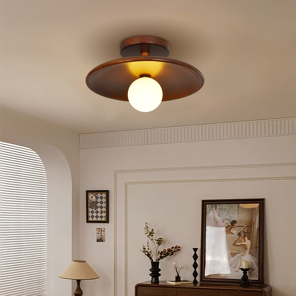 Minimalist Solid Wood Flush Mount Ceiling Light
