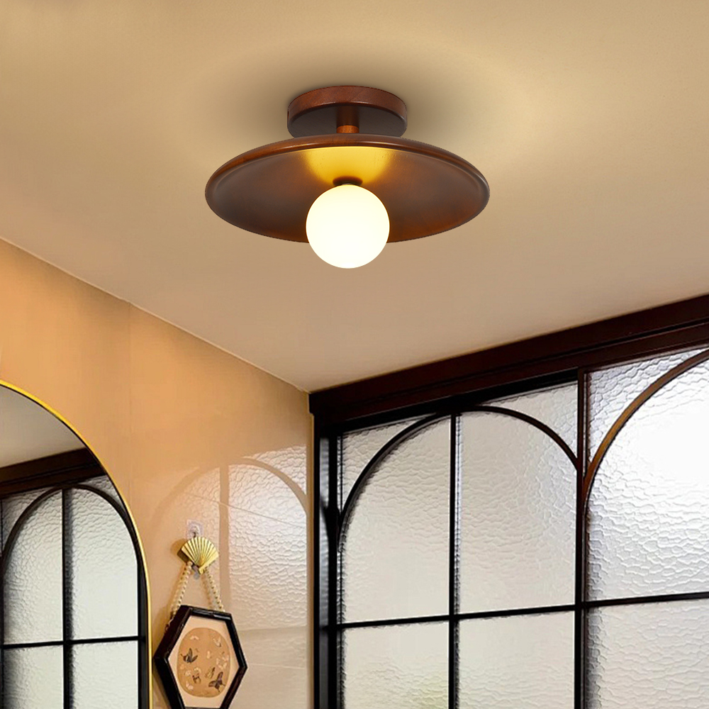 Minimalist Solid Wood Flush Mount Ceiling Light