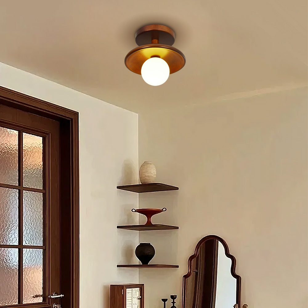 Minimalist Solid Wood Flush Mount Ceiling Light