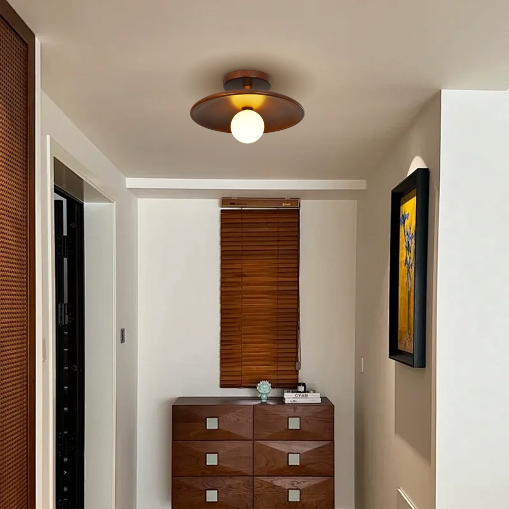 Minimalist Solid Wood Flush Mount Ceiling Light