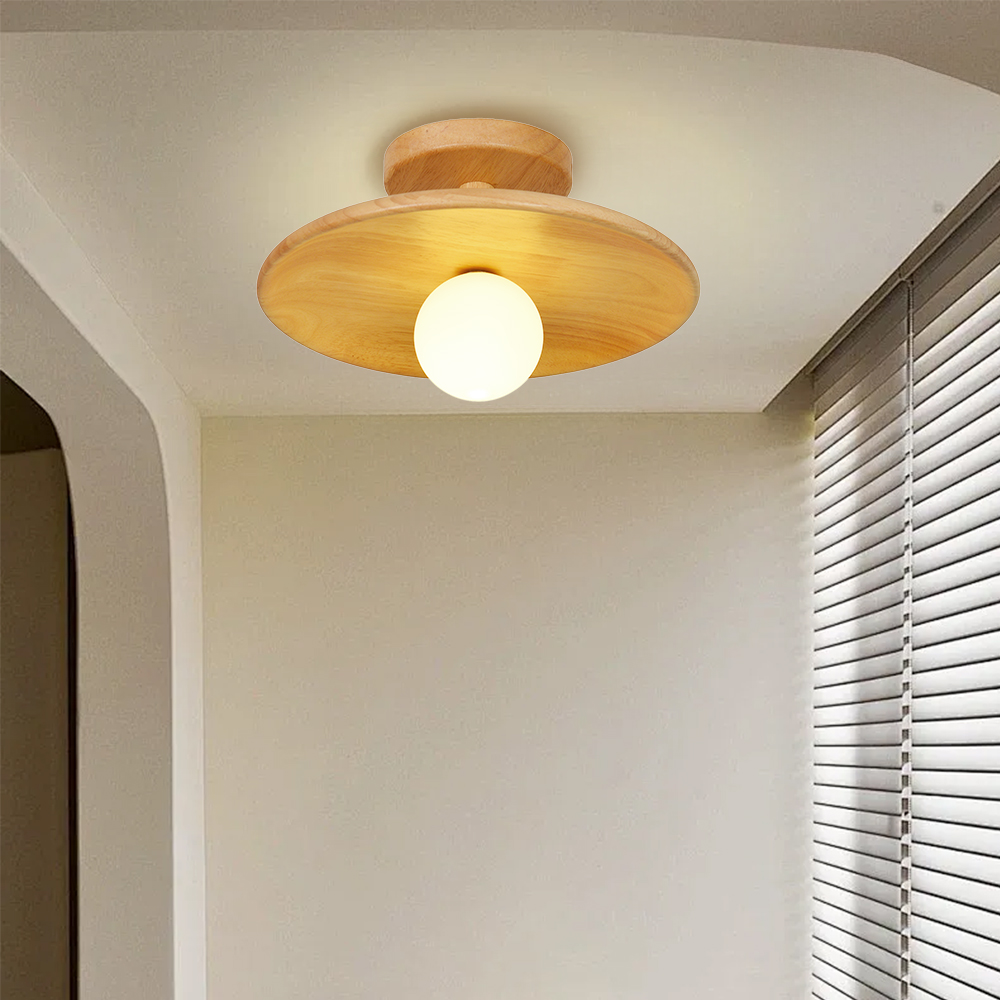 Minimalist Solid Wood Flush Mount Ceiling Light