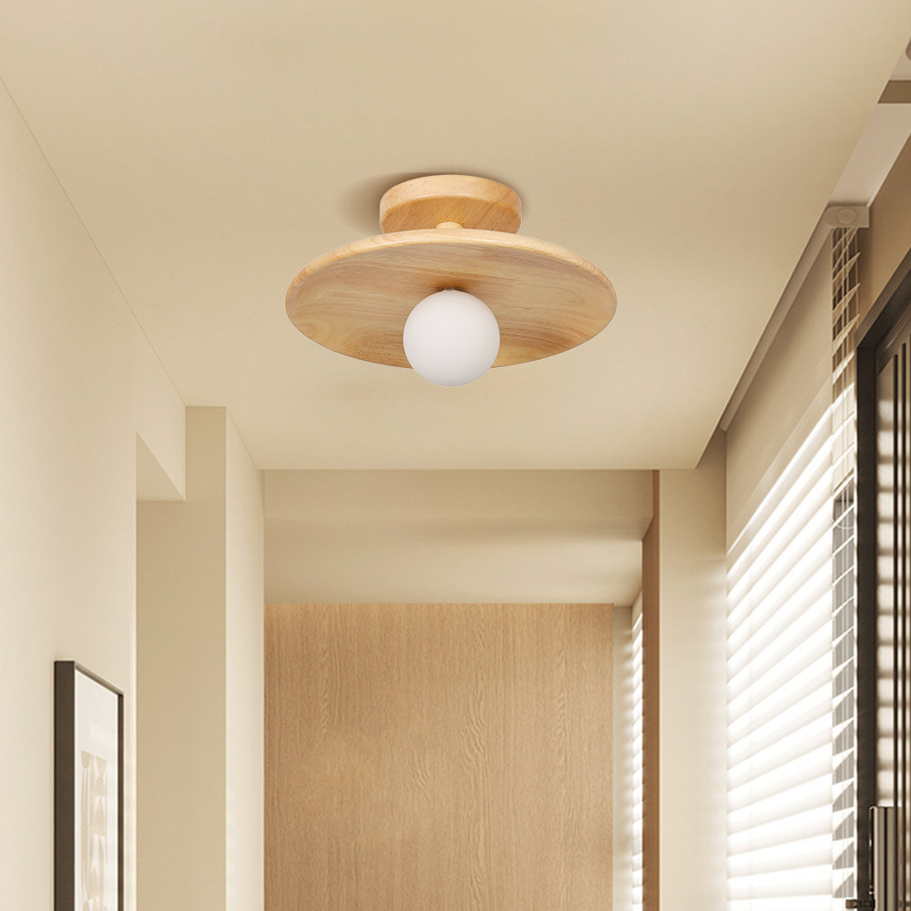 Minimalist Solid Wood Flush Mount Ceiling Light