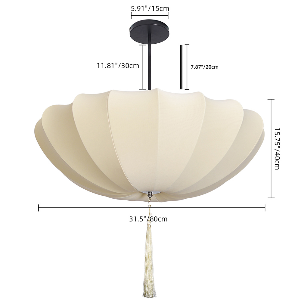 Nordic Medieval Fabric Pendant Lamp French Hotel Living Room Chandelier